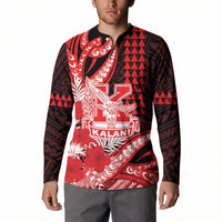 Personalised Hawaii Kalani High School Button Sweatshirt Tribal Tattoo With Hibiscus Flowers LT05 - Polynesian Pride