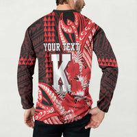 Personalised Hawaii Kalani High School Button Sweatshirt Tribal Tattoo With Hibiscus Flowers LT05 - Polynesian Pride