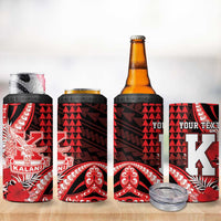 Personalised Hawaii Kalani High School 4 in 1 Can Cooler Tumbler Tribal Tattoo With Hibiscus Flowers