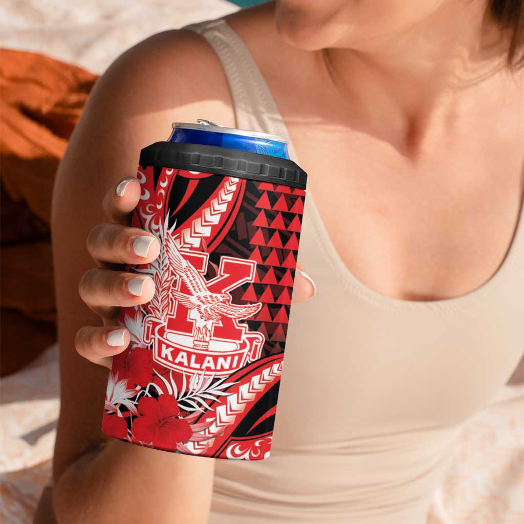 Personalised Hawaii Kalani High School 4 in 1 Can Cooler Tumbler Tribal Tattoo With Hibiscus Flowers