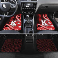 Personalised Hawaii Kalani High School Car Mats Tribal Tattoo With Hibiscus Flowers LT05 Set 4pcs Red - Polynesian Pride