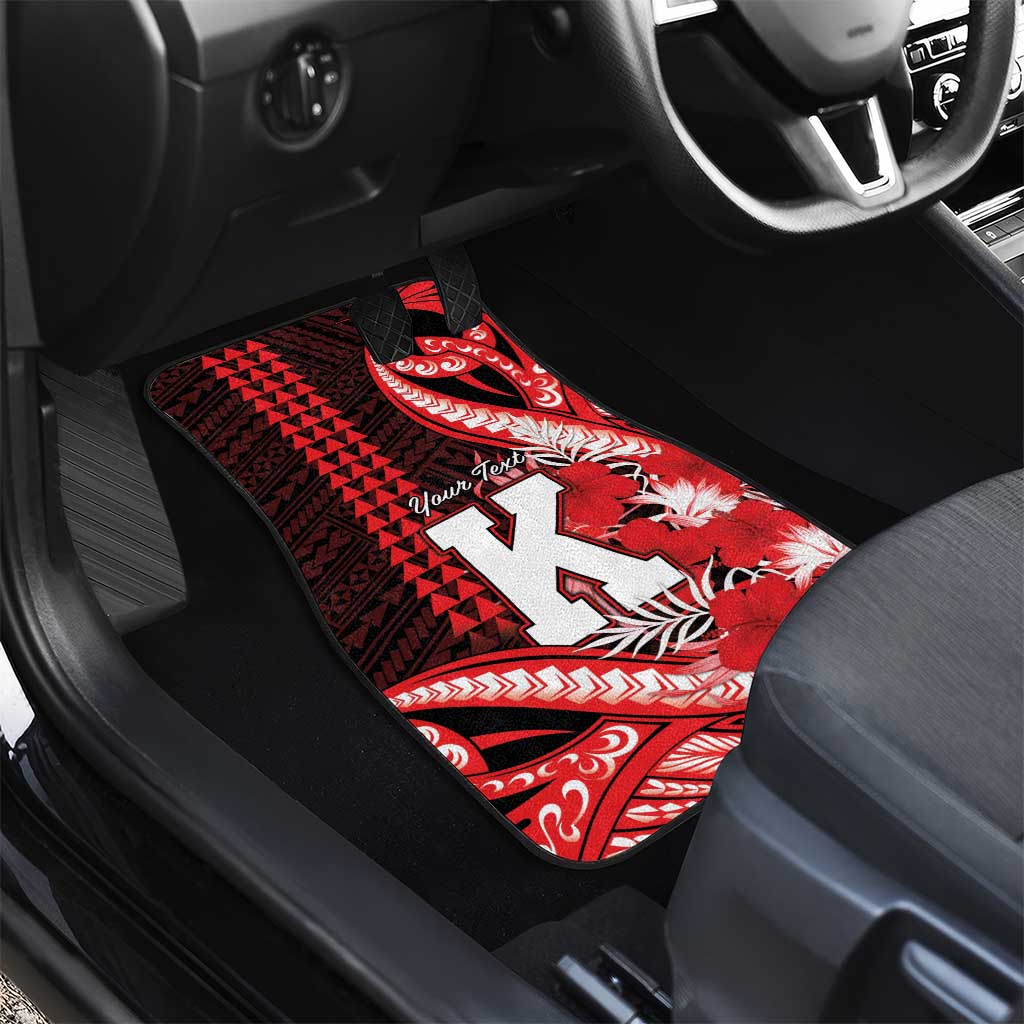 Personalised Hawaii Kalani High School Car Mats Tribal Tattoo With Hibiscus Flowers LT05 - Polynesian Pride