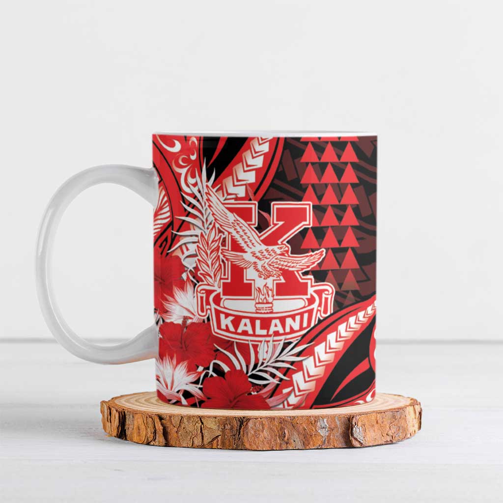 Personalised Hawaii Kalani High School Ceramic Mug Tribal Tattoo With Hibiscus Flowers LT05 Red - Polynesian Pride
