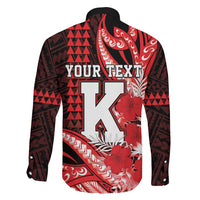Personalised Hawaii Kalani High School Family Matching Long Sleeve Bodycon Dress and Hawaiian Shirt Tribal Tattoo With Hibiscus Flowers