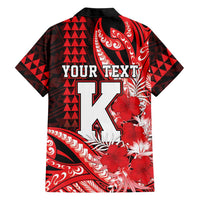 Personalised Hawaii Kalani High School Family Matching Off The Shoulder Long Sleeve Dress and Hawaiian Shirt Tribal Tattoo With Hibiscus Flowers