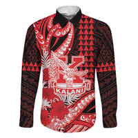 Personalised Hawaii Kalani High School Family Matching Off The Shoulder Long Sleeve Dress and Hawaiian Shirt Tribal Tattoo With Hibiscus Flowers