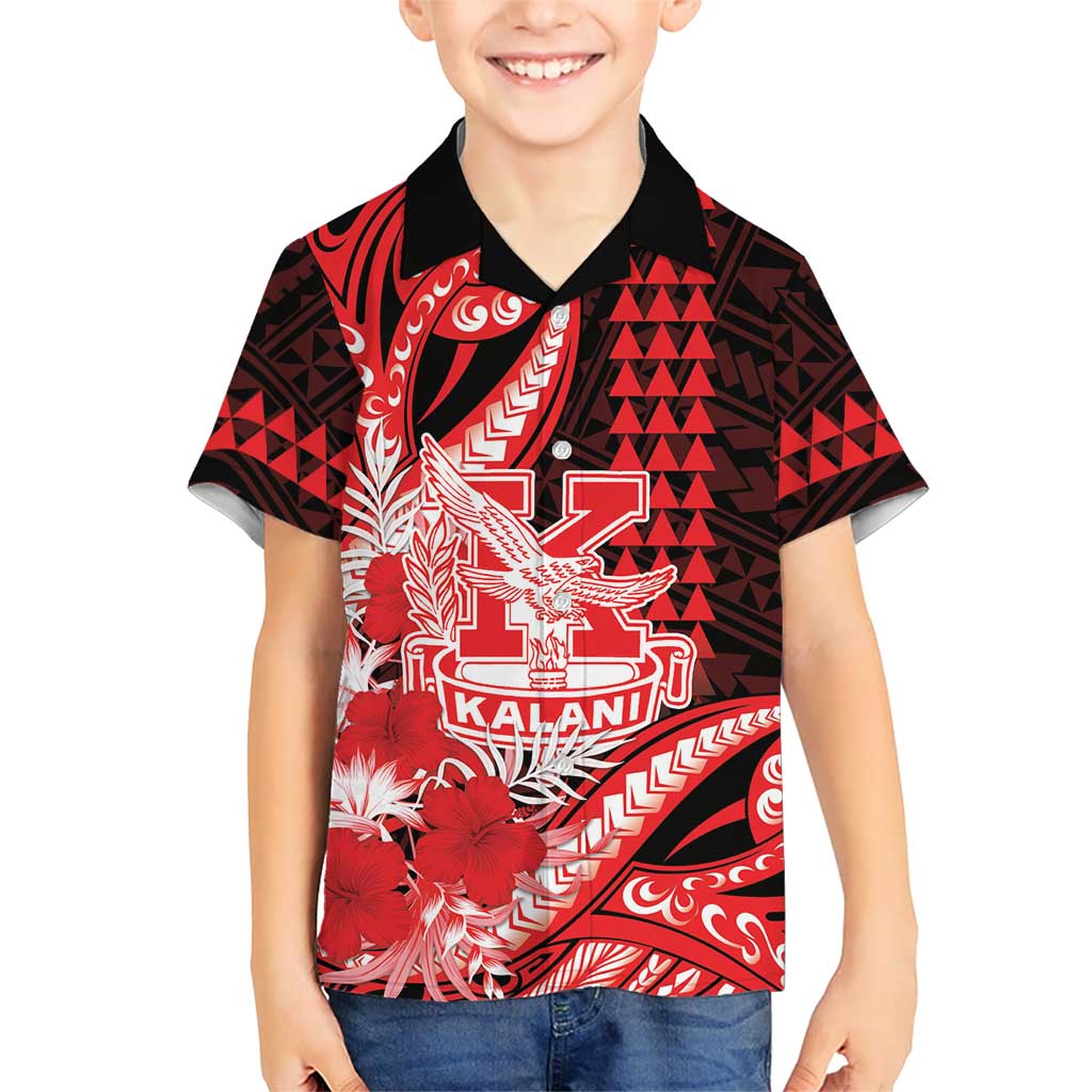 Personalised Hawaii Kalani High School Family Matching Summer Maxi Dress and Hawaiian Shirt Tribal Tattoo With Hibiscus Flowers