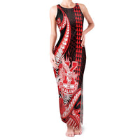 Personalised Hawaii Kalani High School Family Matching Tank Maxi Dress and Hawaiian Shirt Tribal Tattoo With Hibiscus Flowers