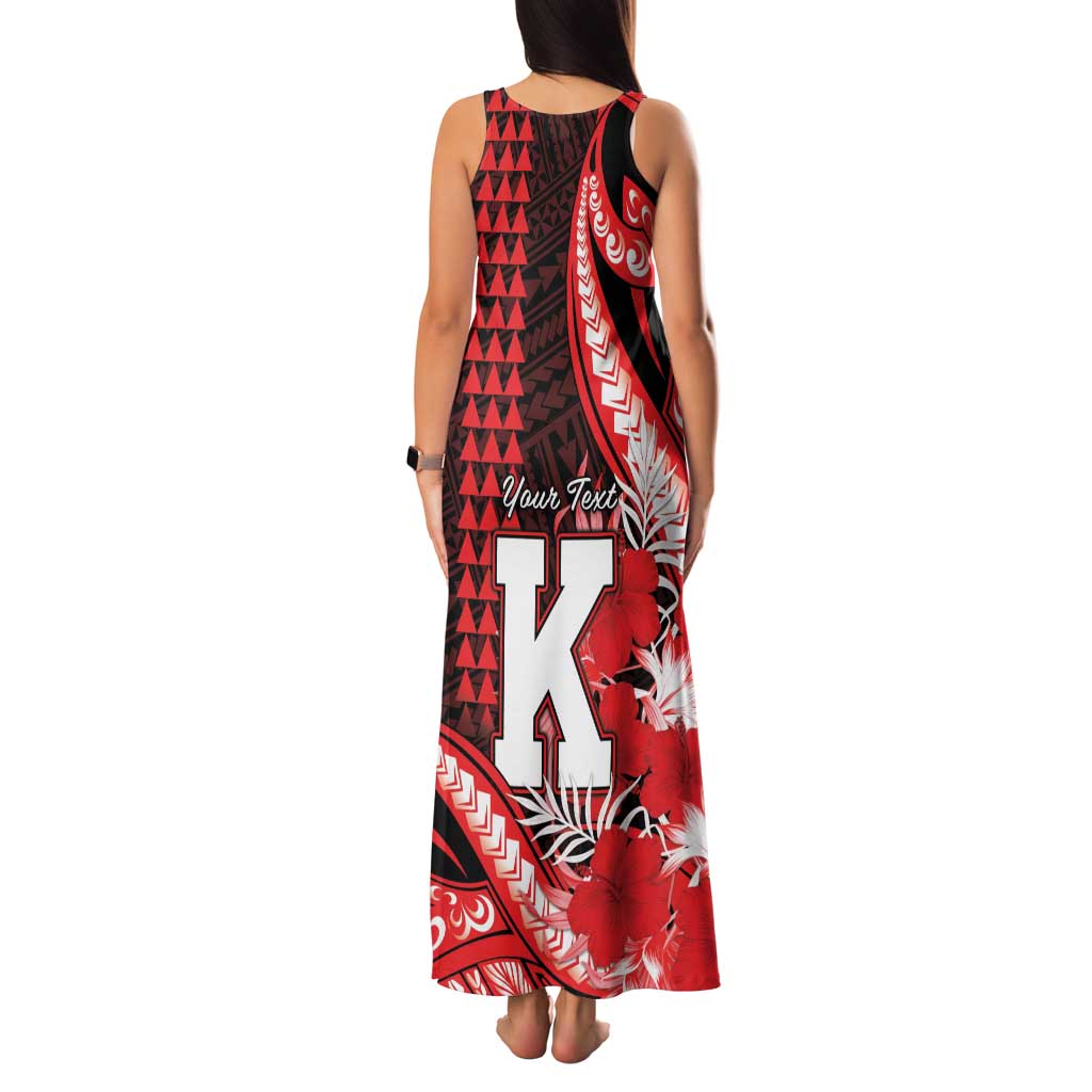 Personalised Hawaii Kalani High School Family Matching Tank Maxi Dress and Hawaiian Shirt Tribal Tattoo With Hibiscus Flowers