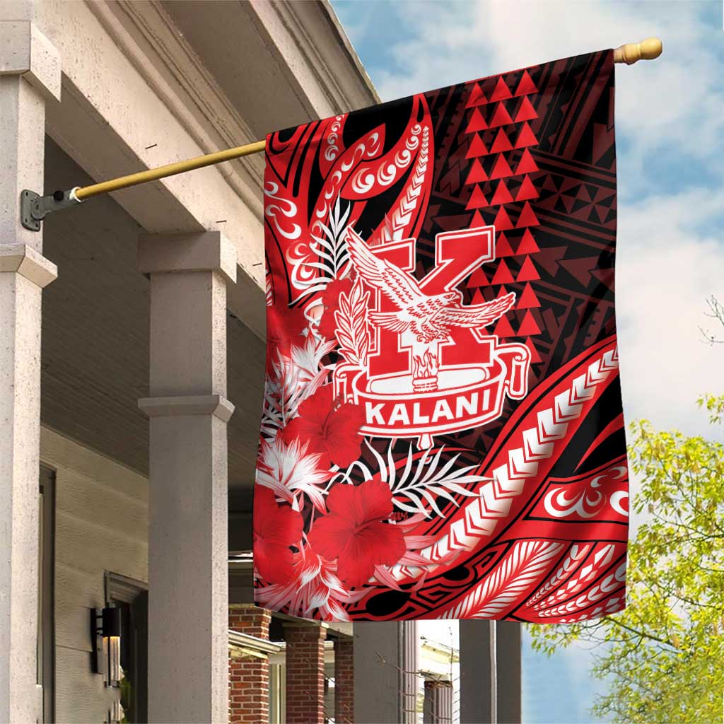 Hawaii Kalani High School Garden Flag Tribal Tattoo With Hibiscus Flowers LT05 House Flag Red - Polynesian Pride