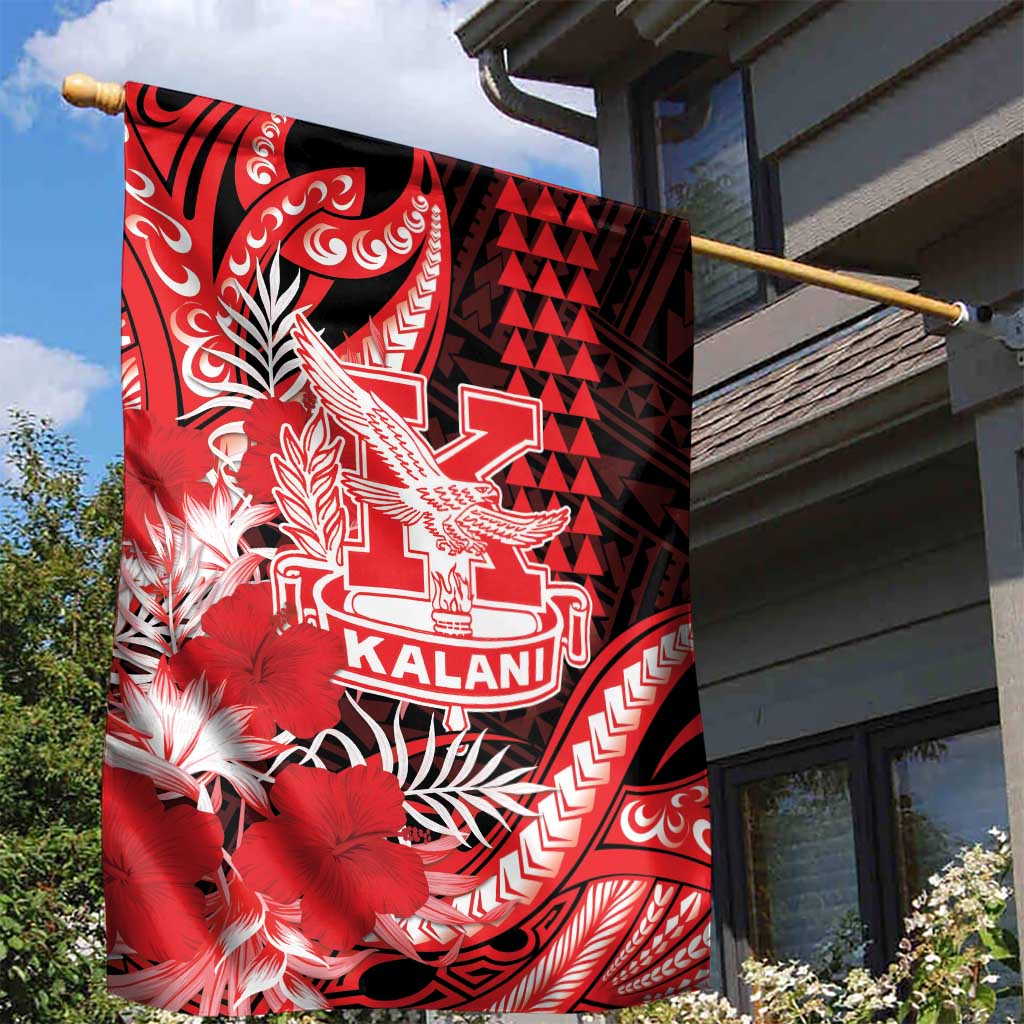 Hawaii Kalani High School Garden Flag Tribal Tattoo With Hibiscus Flowers