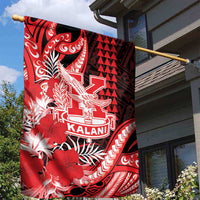 Hawaii Kalani High School Garden Flag Tribal Tattoo With Hibiscus Flowers