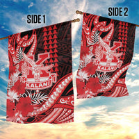 Hawaii Kalani High School Garden Flag Tribal Tattoo With Hibiscus Flowers