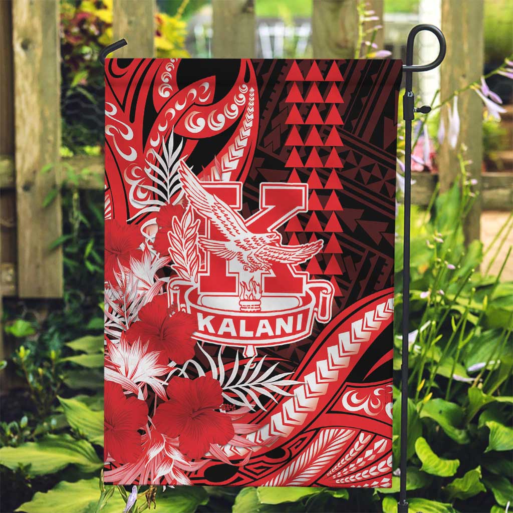 Hawaii Kalani High School Garden Flag Tribal Tattoo With Hibiscus Flowers