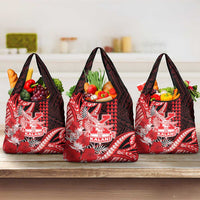 Hawaii Kalani High School Grocery Bag Tribal Tattoo With Hibiscus Flowers LT05 3-pack One Size Red - Polynesian Pride