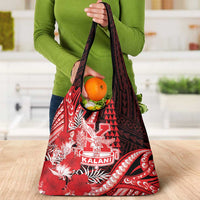 Hawaii Kalani High School Grocery Bag Tribal Tattoo With Hibiscus Flowers LT05 - Polynesian Pride