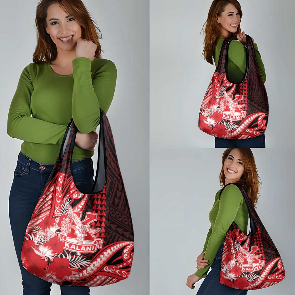 Hawaii Kalani High School Grocery Bag Tribal Tattoo With Hibiscus Flowers LT05 - Polynesian Pride