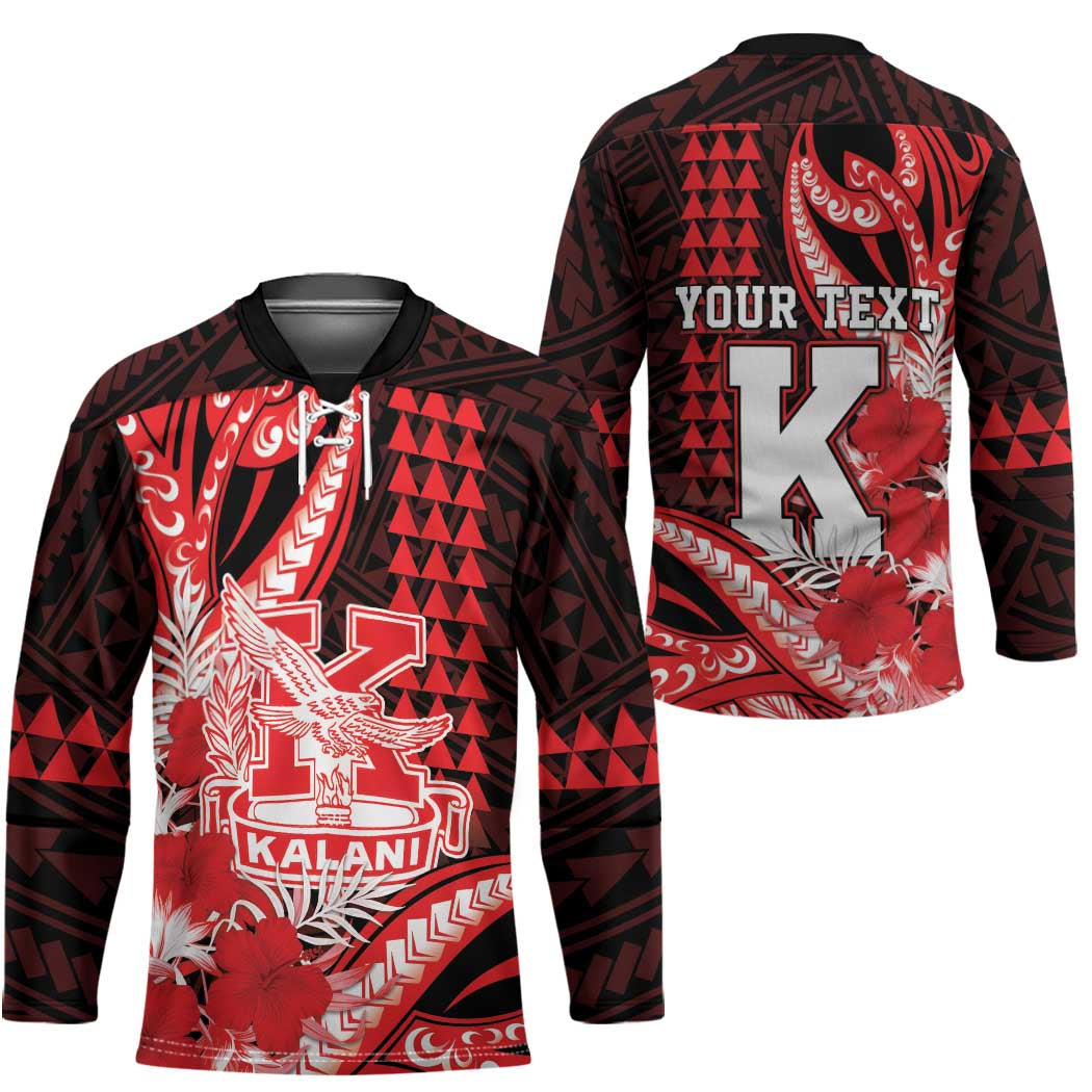 Personalised Hawaii Kalani High School Hockey Jersey Tribal Tattoo With Hibiscus Flowers LT05 - Polynesian Pride