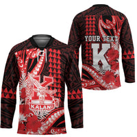 Personalised Hawaii Kalani High School Hockey Jersey Tribal Tattoo With Hibiscus Flowers LT05 - Polynesian Pride