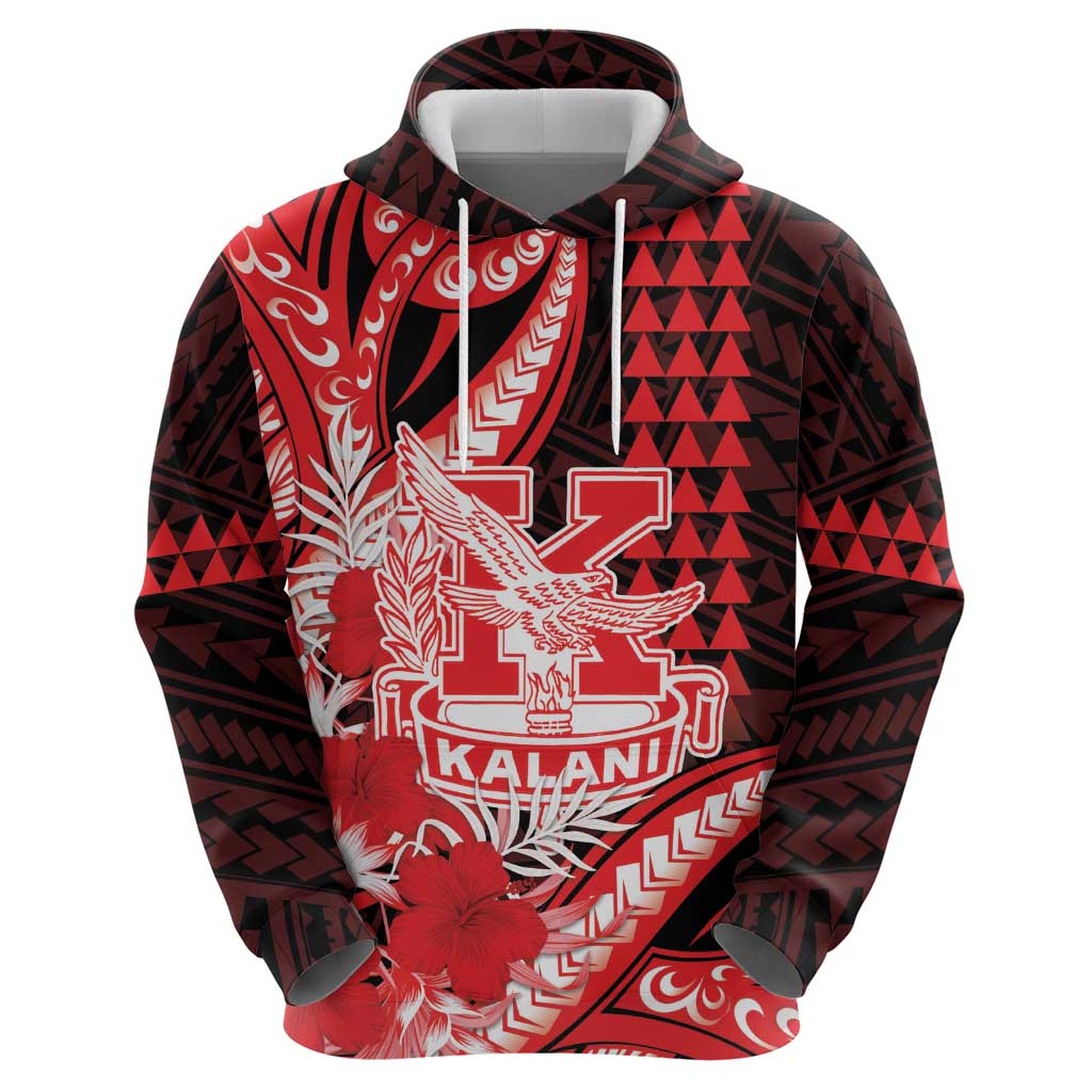 Personalised Hawaii Kalani High School Hoodie Tribal Tattoo With Hibiscus Flowers LT05 - Polynesian Pride