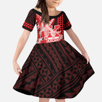 Personalised Hawaii Kalani High School Kid Short Sleeve Dress Tribal Tattoo With Hibiscus Flowers