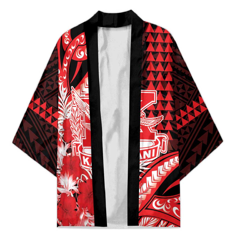 Personalised Hawaii Kalani High School Kimono Tribal Tattoo With Hibiscus Flowers LT05 Unisex Red - Polynesian Pride