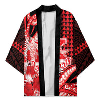 Personalised Hawaii Kalani High School Kimono Tribal Tattoo With Hibiscus Flowers LT05 Unisex Red - Polynesian Pride