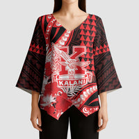 Personalised Hawaii Kalani High School Kimono Sleeve Blouse Tribal Tattoo With Hibiscus Flowers LT05 - Polynesian Pride