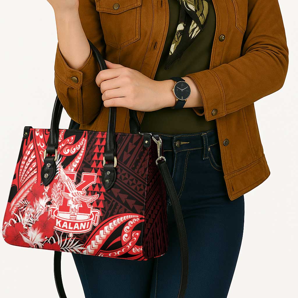 Hawaii Kalani High School Leather Bag Tribal Tattoo With Hibiscus Flowers LT05 - Polynesian Pride