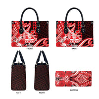 Hawaii Kalani High School Leather Bag Tribal Tattoo With Hibiscus Flowers LT05 - Polynesian Pride