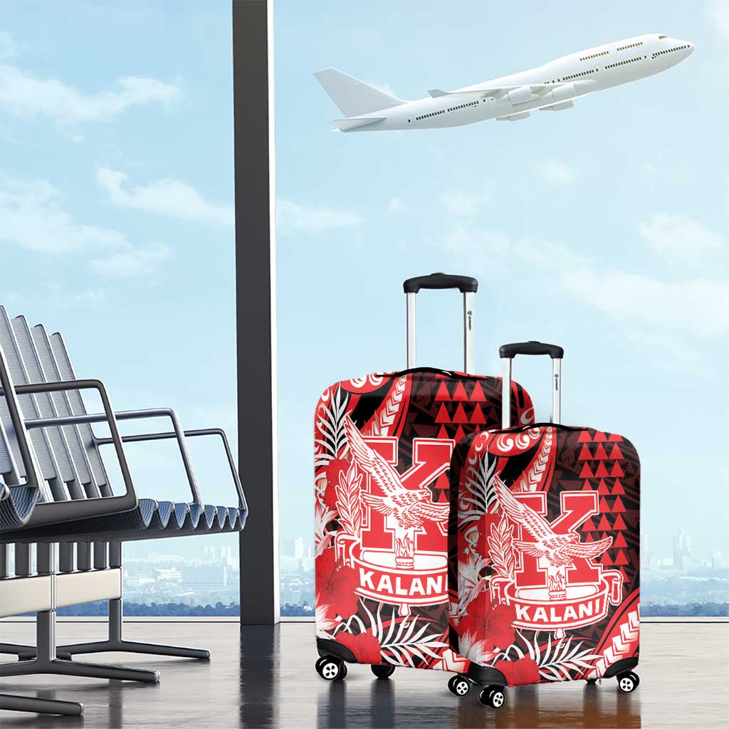 Hawaii Kalani High School Luggage Cover Tribal Tattoo With Hibiscus Flowers LT05 - Polynesian Pride