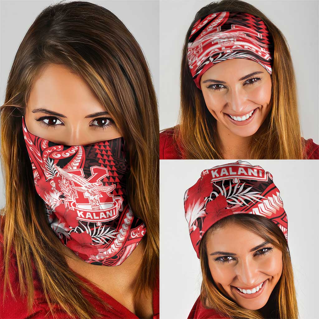 Hawaii Kalani High School Neck Gaiter Tribal Tattoo With Hibiscus Flowers LT05 - Polynesian Pride