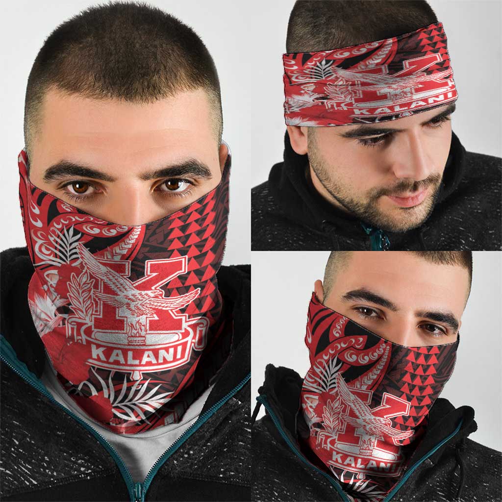 Hawaii Kalani High School Neck Gaiter Tribal Tattoo With Hibiscus Flowers LT05 - Polynesian Pride