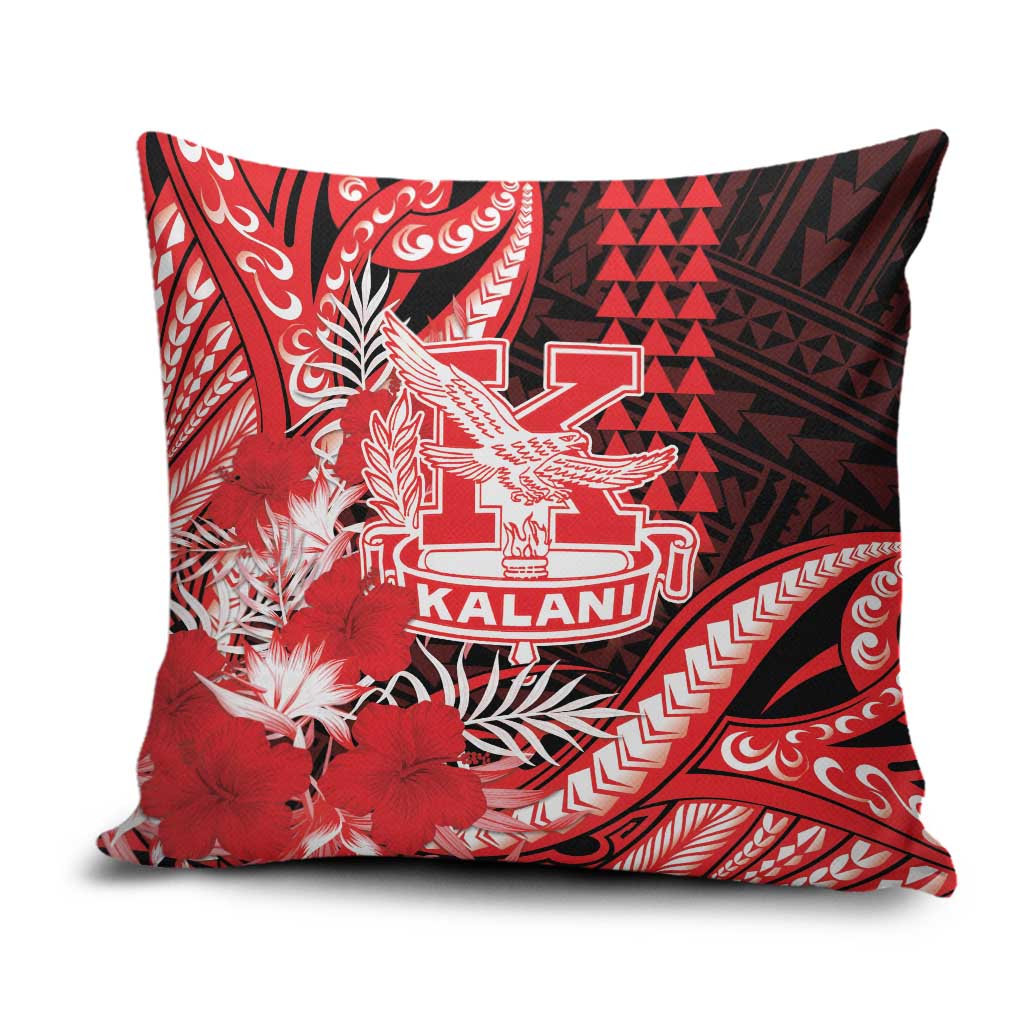 Hawaii Kalani High School Pillow Cover Tribal Tattoo With Hibiscus Flowers LT05 Red - Polynesian Pride