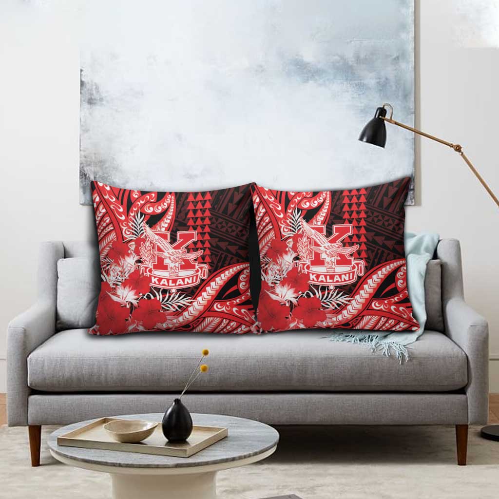 Hawaii Kalani High School Pillow Cover Tribal Tattoo With Hibiscus Flowers LT05 - Polynesian Pride