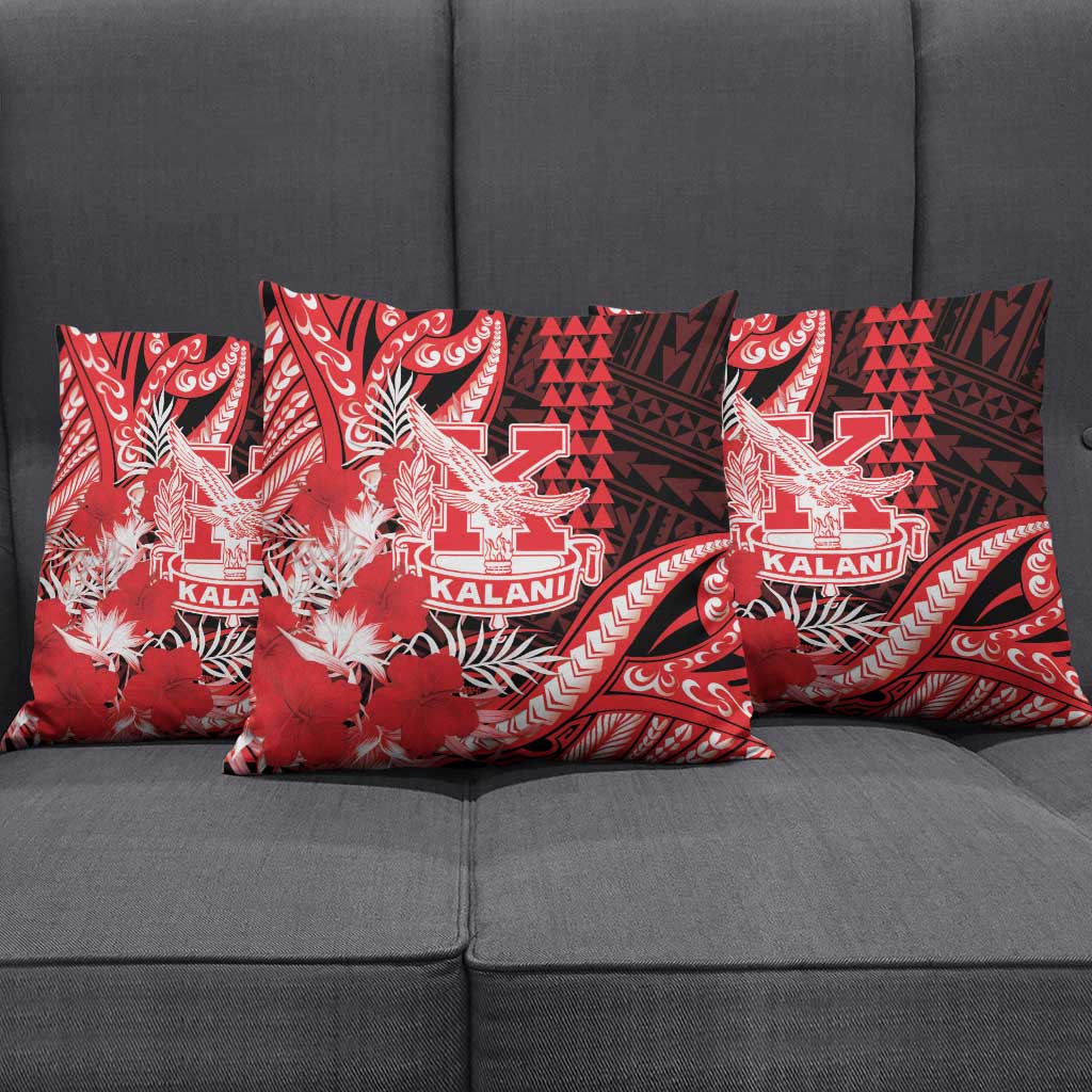 Hawaii Kalani High School Pillow Cover Tribal Tattoo With Hibiscus Flowers LT05 - Polynesian Pride