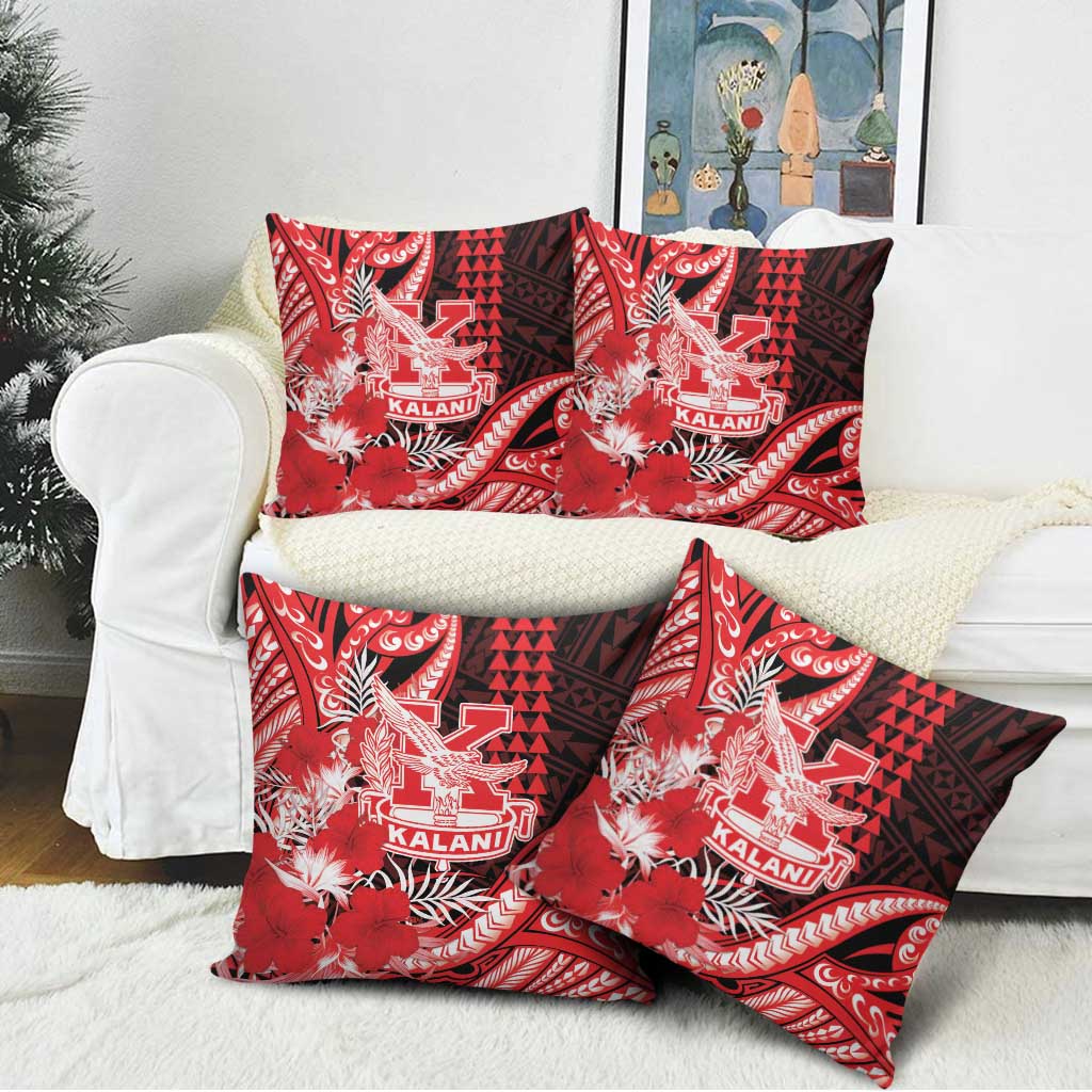 Hawaii Kalani High School Pillow Cover Tribal Tattoo With Hibiscus Flowers LT05 - Polynesian Pride