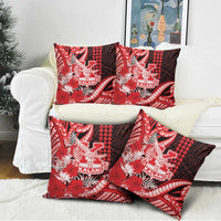 Hawaii Kalani High School Pillow Cover Tribal Tattoo With Hibiscus Flowers LT05 - Polynesian Pride