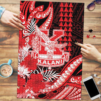 Hawaii Kalani High School Puzzle Tribal Tattoo With Hibiscus Flowers LT05 Red - Polynesian Pride