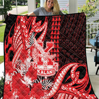 Hawaii Kalani High School Quilt Tribal Tattoo With Hibiscus Flowers LT05 Red - Polynesian Pride