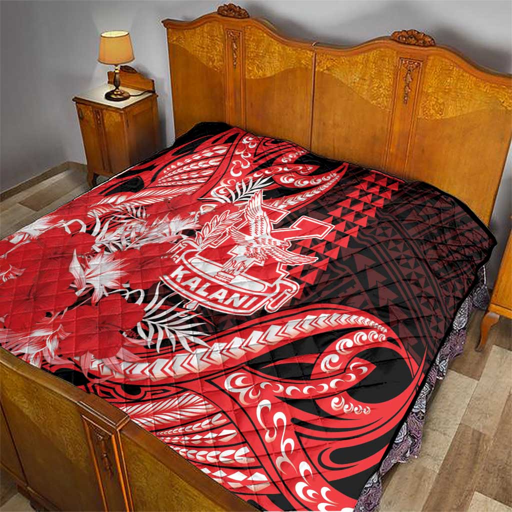 Hawaii Kalani High School Quilt Tribal Tattoo With Hibiscus Flowers LT05 - Polynesian Pride
