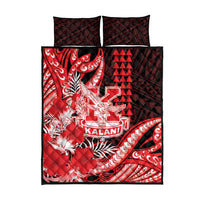 Hawaii Kalani High School Quilt Bed Set Tribal Tattoo With Hibiscus Flowers LT05 - Polynesian Pride
