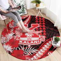 Hawaii Kalani High School Round Carpet Tribal Tattoo With Hibiscus Flowers LT05 - Polynesian Pride