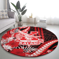 Hawaii Kalani High School Round Carpet Tribal Tattoo With Hibiscus Flowers LT05 - Polynesian Pride