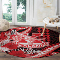 Hawaii Kalani High School Round Carpet Tribal Tattoo With Hibiscus Flowers LT05 - Polynesian Pride