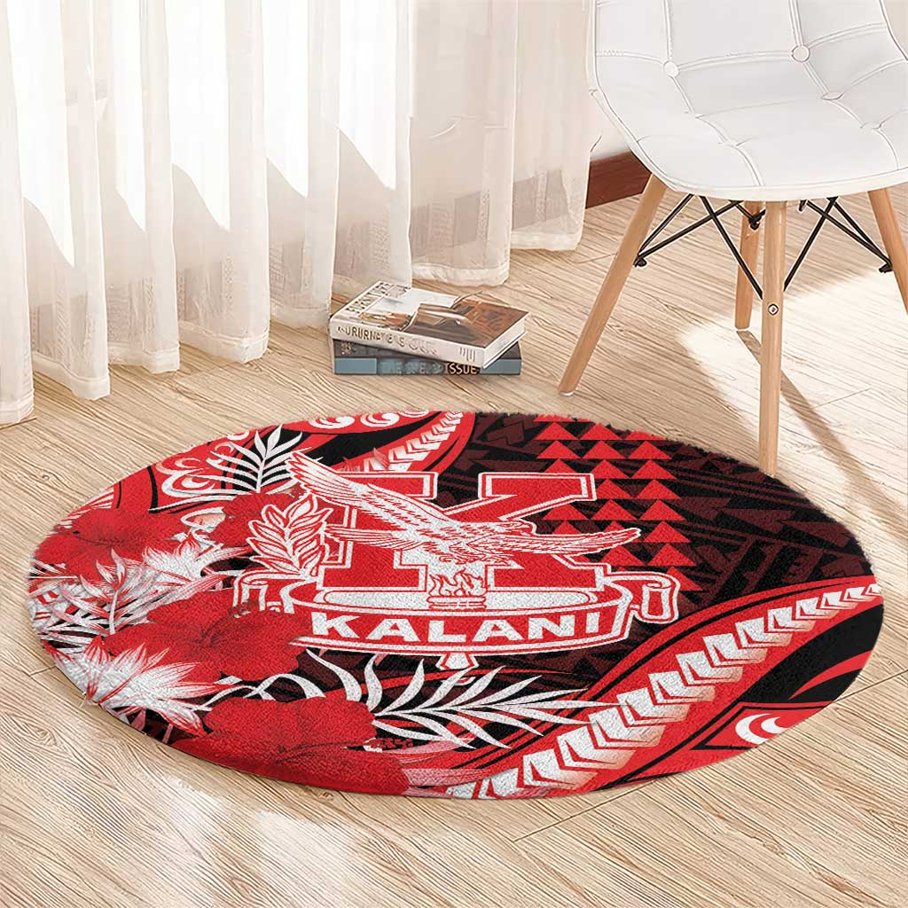Hawaii Kalani High School Round Carpet Tribal Tattoo With Hibiscus Flowers LT05 - Polynesian Pride