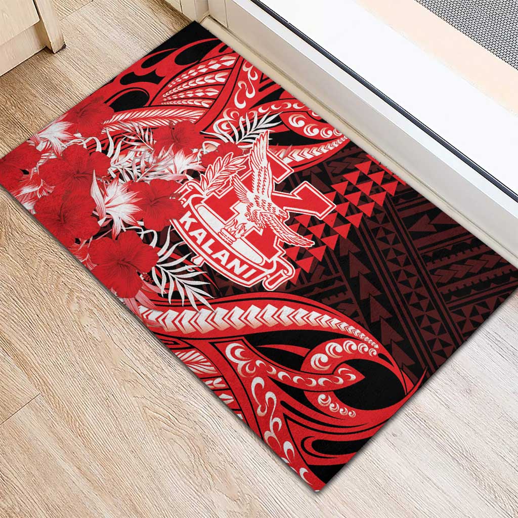 Hawaii Kalani High School Rubber Doormat Tribal Tattoo With Hibiscus Flowers LT05 - Polynesian Pride