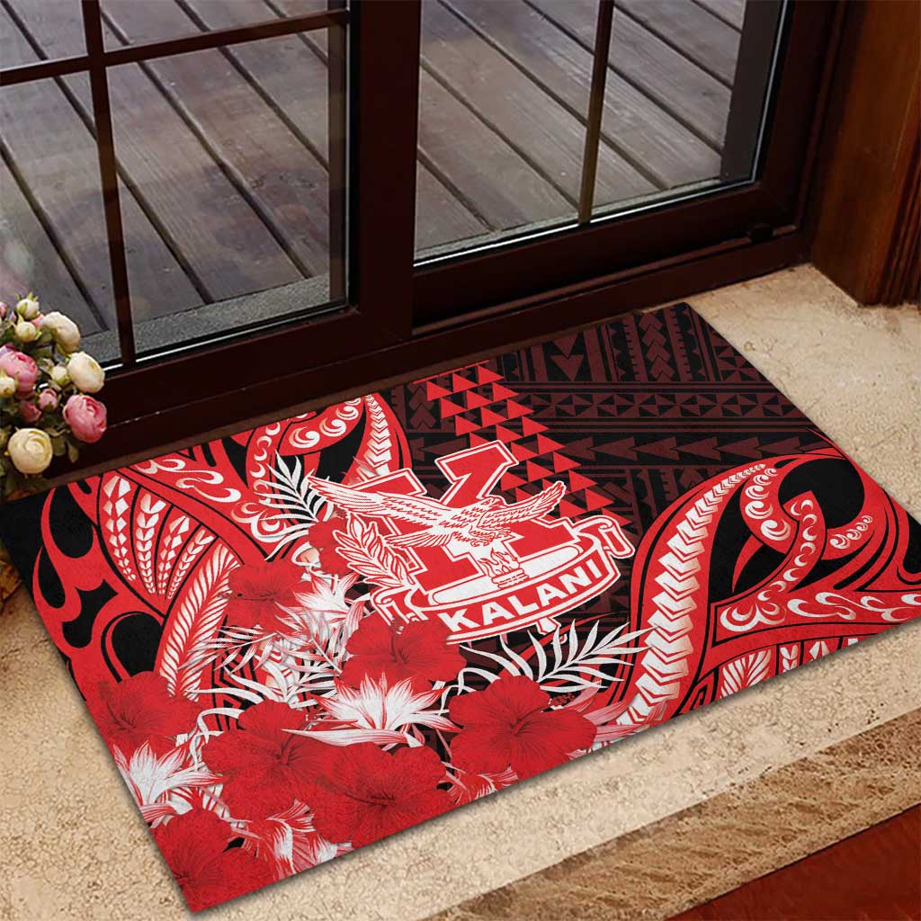 Hawaii Kalani High School Rubber Doormat Tribal Tattoo With Hibiscus Flowers LT05 - Polynesian Pride