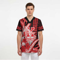 Personalised Hawaii Kalani High School Scrub Top Tribal Tattoo With Hibiscus Flowers LT05 - Polynesian Pride