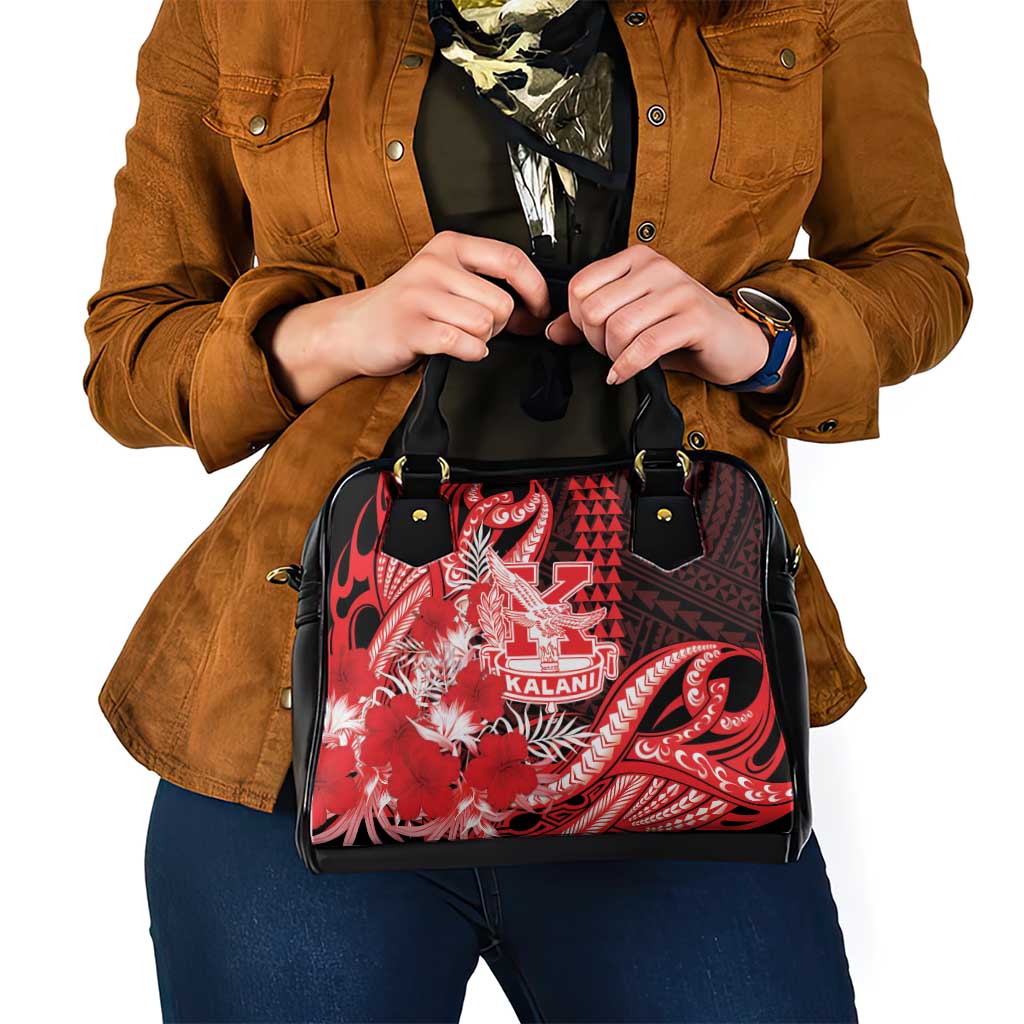 Hawaii Kalani High School Shoulder Handbag Tribal Tattoo With Hibiscus Flowers LT05 - Polynesian Pride